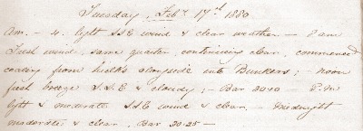 17 February 1880 journal entry